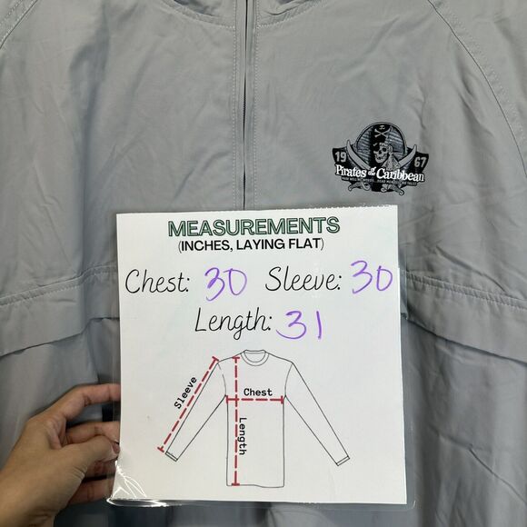Disney Parks Pirates of the Caribbean Windbreaker Womens‎ XXL 2X Gray Crossbones - Picture 7 of 13